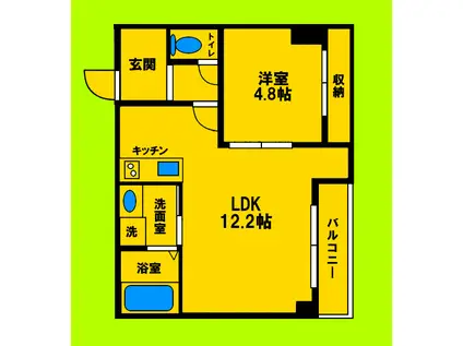 ハル吹田(1LDK/3階)の間取り写真