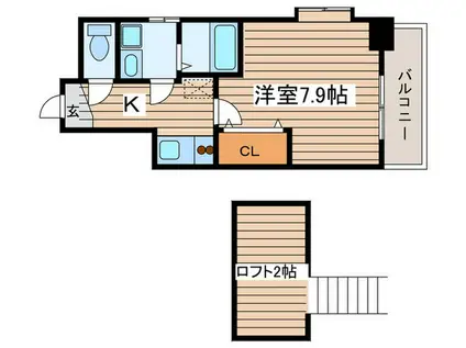 カーロードサクラ(1K/6階)の間取り写真