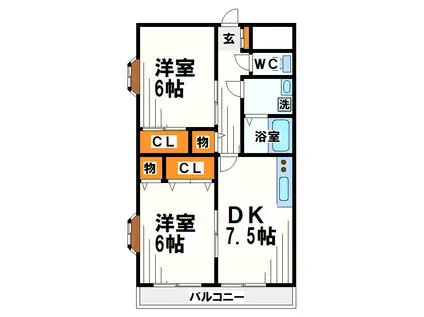 シャイニーヒル(2DK/5階)の間取り写真