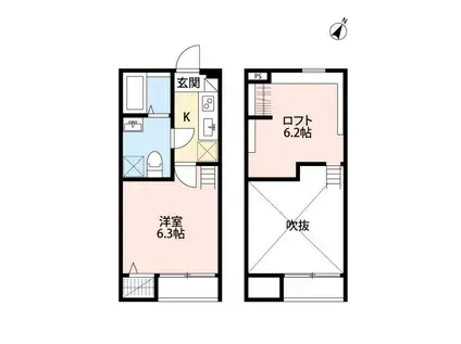 CERISIER 相模が丘(1K/1階)の間取り写真