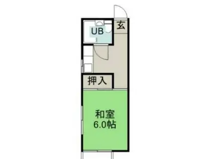 磯貝ハイツ(ワンルーム/1階)の間取り写真