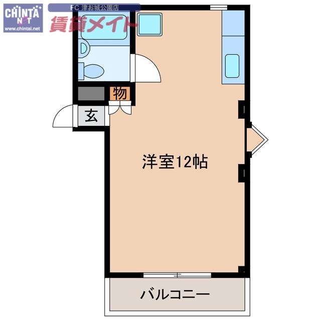 ヴィラノーブル(ワンルーム/3階)の間取り写真