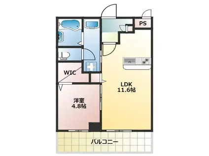 ブライトック南越谷(1LDK/3階)の間取り写真