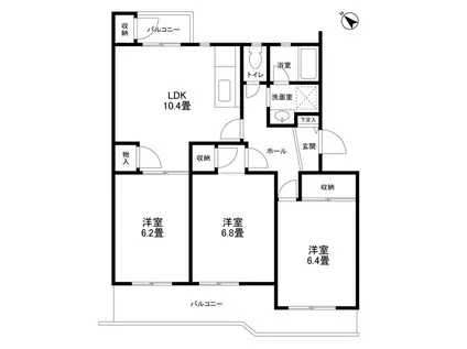 アドリーム新百合ヶ丘C(3LDK/3階)の間取り写真