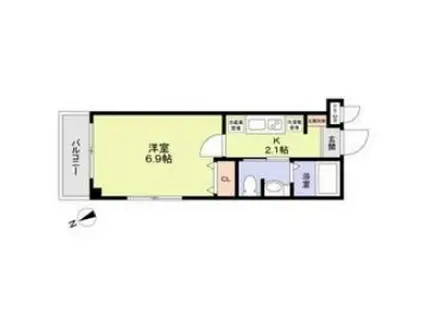 VUELIE市川(1K/2階)の間取り写真