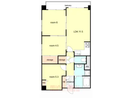 本山センチュリーマンション(3LDK/7階)の間取り写真