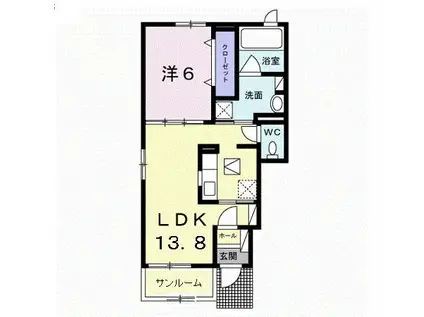 グラシアス 29 II(1LDK/1階)の間取り写真