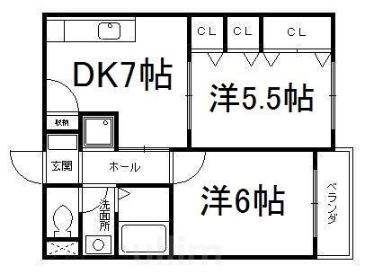 セントアミュー(2DK/2階)の間取り写真