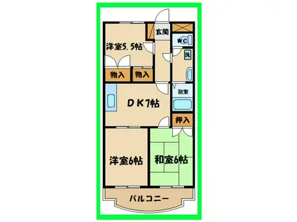 ドミールシャルマン(3DK/2階)の間取り写真