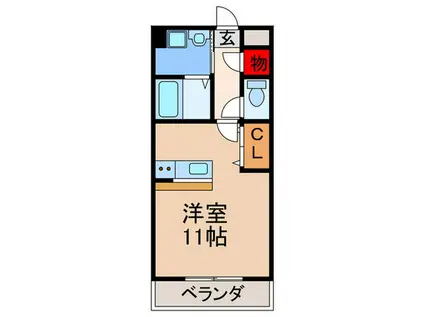 グランシャリオ長尾I(ワンルーム/3階)の間取り写真