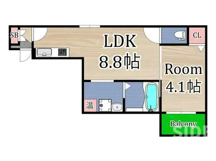 GLORIAHANATEN(1LDK/2階)の間取り写真