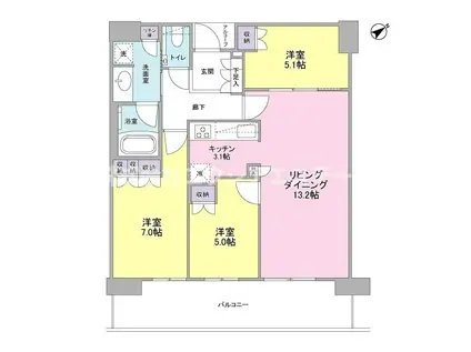 ザ・パークハウス中之島タワー(3LDK/37階)の間取り写真