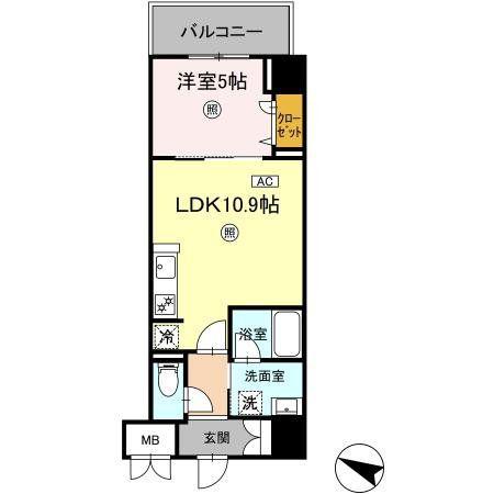 クレアティオMGH(1LDK/6階)の間取り写真