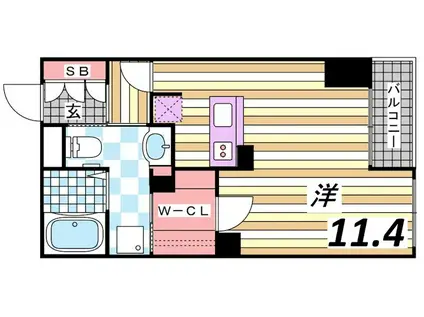 オーキッドレジデンス神戸三宮(ワンルーム/9階)の間取り写真