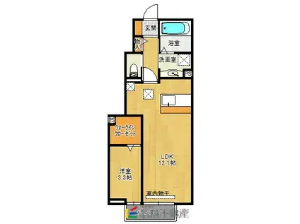 リシェスII(1LDK/1階)の間取り写真