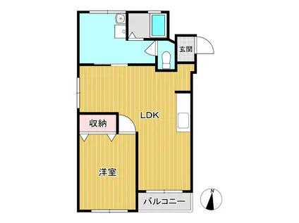 希望が丘第2コーポラス(1LDK/4階)の間取り写真