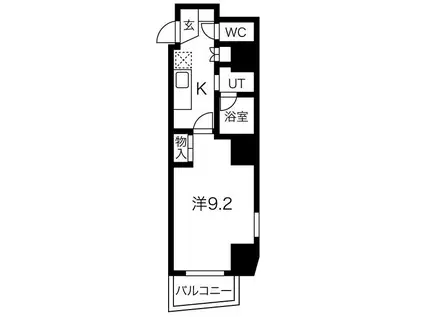 イースタンヒルズ八事(1K/9階)の間取り写真