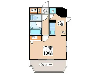 グリーングレイス松本(1DK/3階)の間取り写真