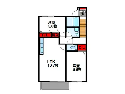 シャローム梅木A(2LDK/2階)の間取り写真