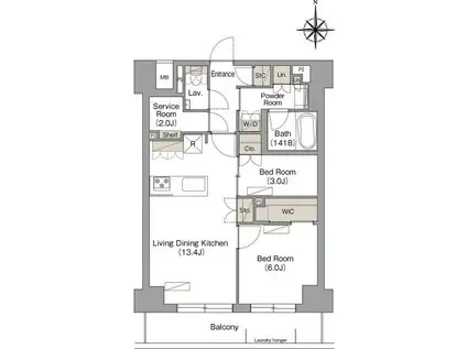 ヴェール・クレール武蔵小杉(2SLDK/1階)の間取り写真