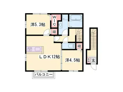 ヴィアベル(2LDK/2階)の間取り写真