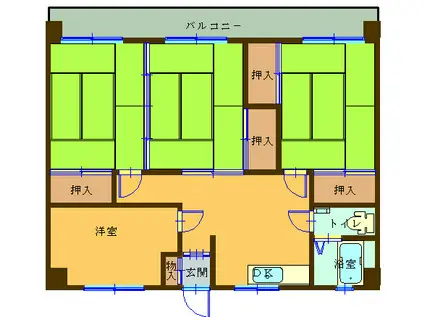 到津スカイマンション(4DK/3階)の間取り写真