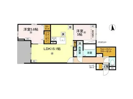 ARMOJOUR(2LDK/1階)の間取り写真