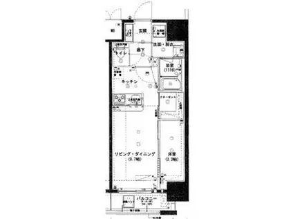 ハーモニーレジデンス名古屋今池(1LDK/8階)の間取り写真