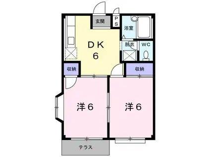 エルディムパークサイド(2DK/1階)の間取り写真