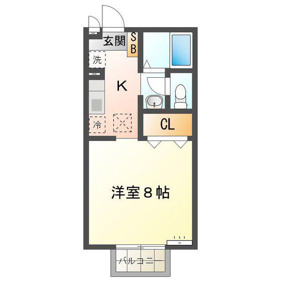 エクセル中川原(1K/1階)の間取り写真