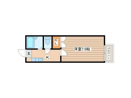 ローズガーデン泉崎(1K/1階)の間取り写真