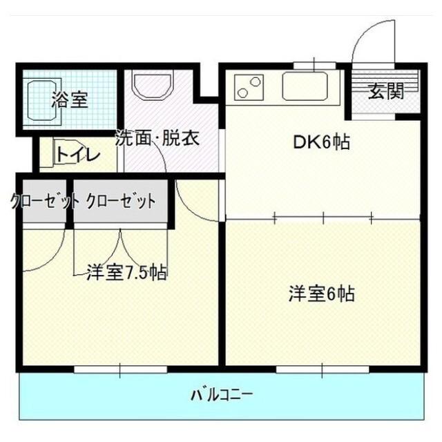 ランドール本庄(2DK/3階)の間取り写真