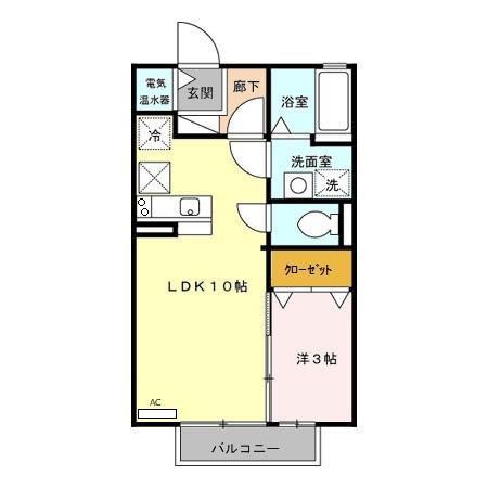 クレール御殿(1LDK/1階)の間取り写真