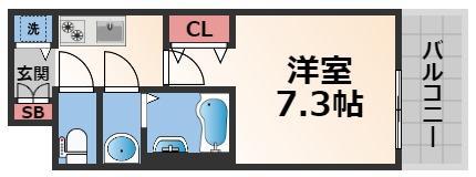グランカーサ高井田(1K/8階)の間取り写真