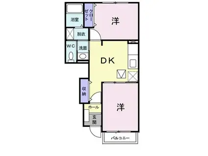 アフェットC(2DK/1階)の間取り写真