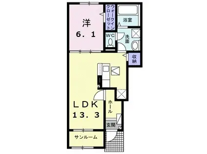 兆 II(1LDK/1階)の間取り写真