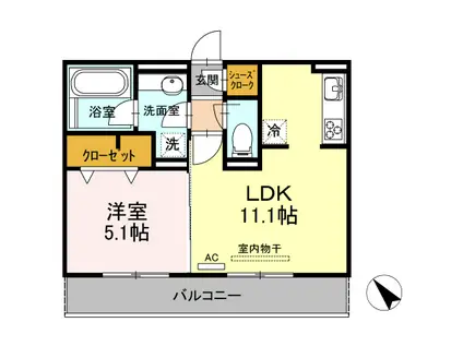 プランドール(1LDK/2階)の間取り写真
