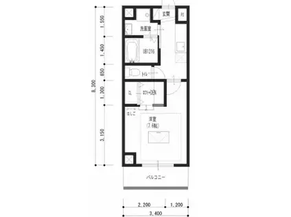 ルネス ポロ―ニア(1K/4階)の間取り写真