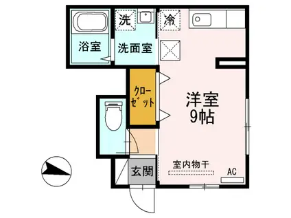 パインハウス III(ワンルーム/1階)の間取り写真