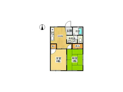 コーポ薫(2DK/2階)の間取り写真