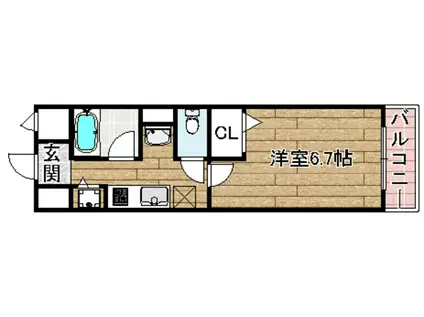 ジュネス京口(1K/2階)の間取り写真