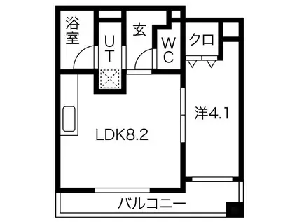 ビュークレスト佐賀駅前(1LDK/5階)の間取り写真