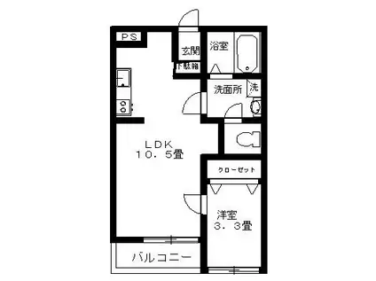 栄久ハウス(1LDK/2階)の間取り写真