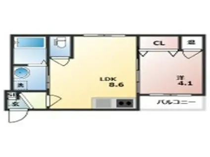 GRANDIR出来島(1LDK/1階)の間取り写真