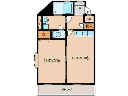 アルカンシェル(1LDK/6階)の間取り写真