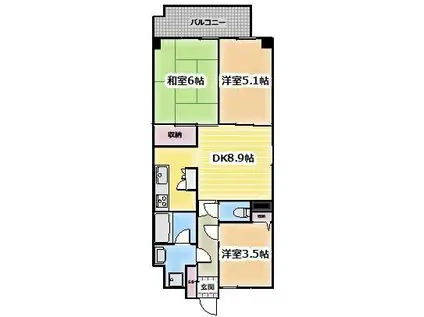 コスモプレイス亀戸II(3DK/8階)の間取り写真