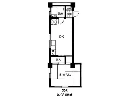 第一大興ビル(1DK/2階)の間取り写真