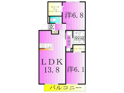 グランド ソレーユ(2LDK/2階)の間取り写真