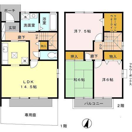 パークハイム壱番館 E棟(3LDK/1階)の間取り写真