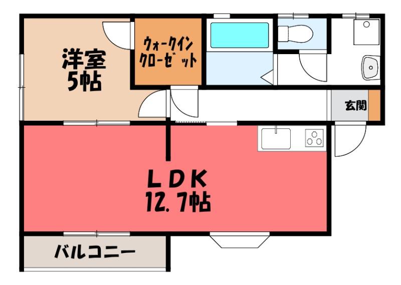 NEW LEAVES(1LDK/1階)の間取り写真
